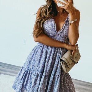 Purple spring floral dress